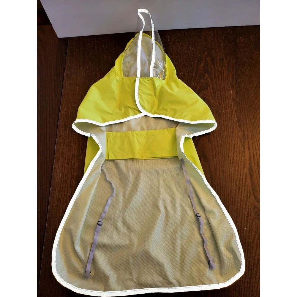 SlowTon Dog Raincoat Adjustable Rain Jacket XL Clear Hooded w/ Reflective Strip